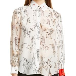 BURBERRY Lucinda Unicorn Sketch Mulberry Silk Shir